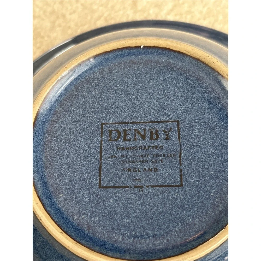 Denby Pottery Boston Blue Stoneware Soup Cereal Bowls England 7
